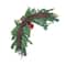 24" Mixed Pine, Leaves & Pinecone Corner Swags with Red Buffalo Check Bows, 2ct.